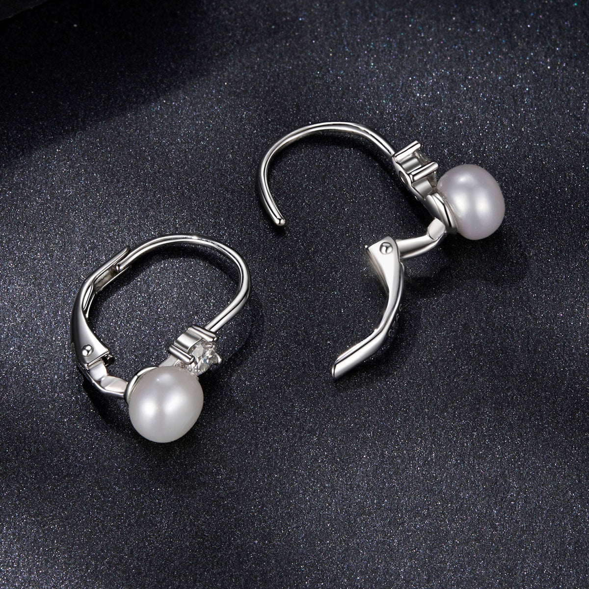 Sterling Silver Moissanite & Freshwater Pearl Drop Earrings
