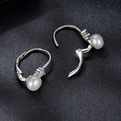 Sterling Silver Moissanite & Freshwater Pearl Drop Earrings