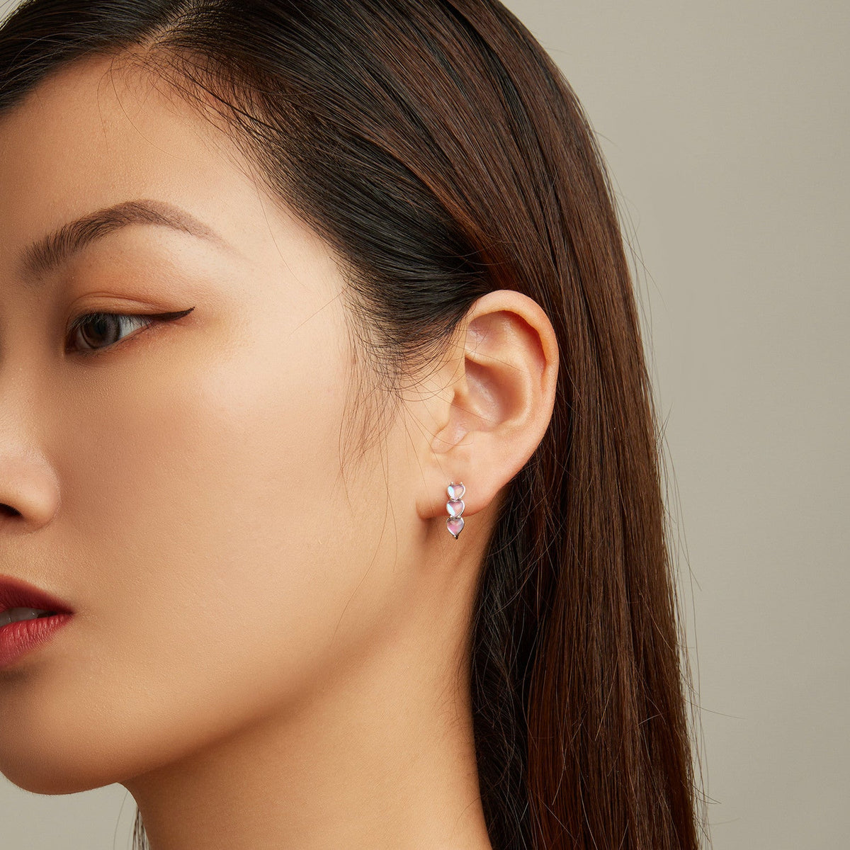 Sterling Silver Transparent Glass Hoop Earrings