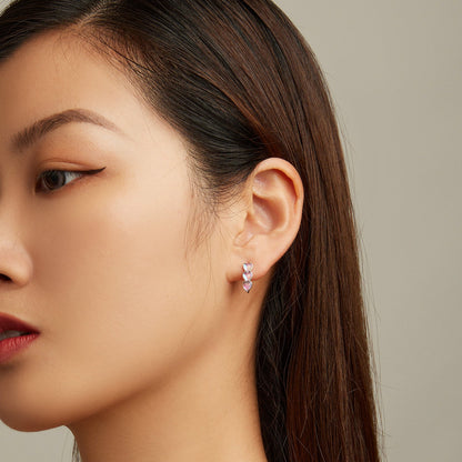 Sterling Silver Transparent Glass Hoop Earrings