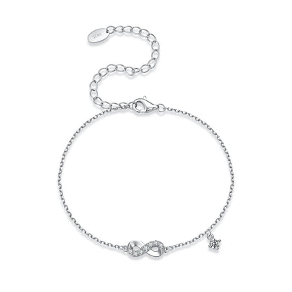 925 Sterling Silver White Gold Plated Moissanite 15+6cm Bracelet for Women