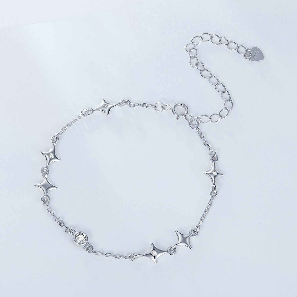 Sterling Silver White Gold Plated Pavé CZ Bracelet
