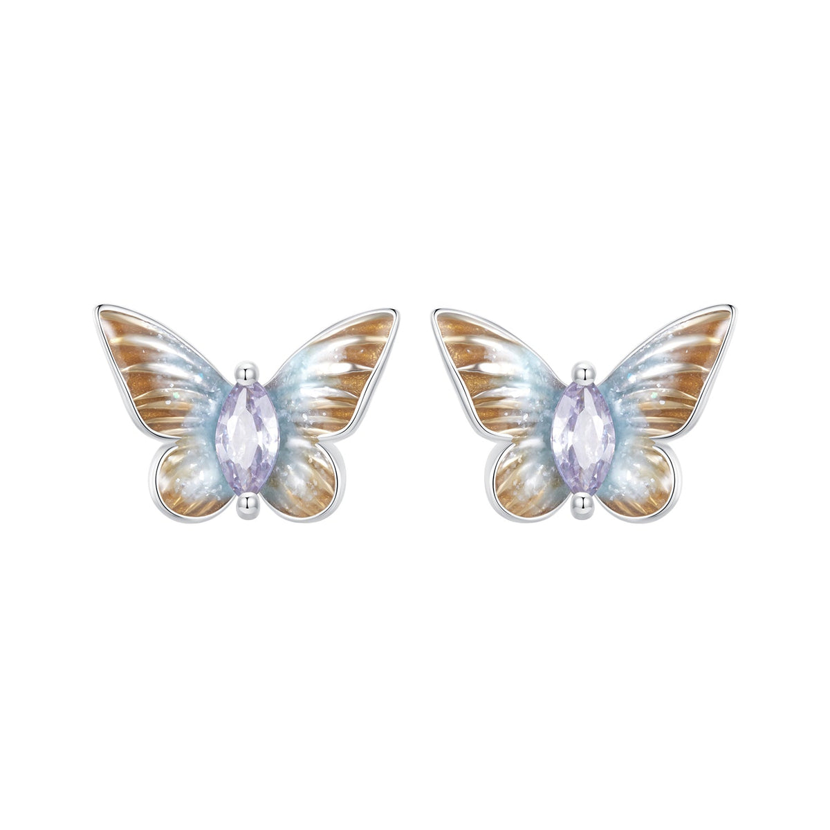 Sterling Silver Enamel and Pavé CZ Earrings