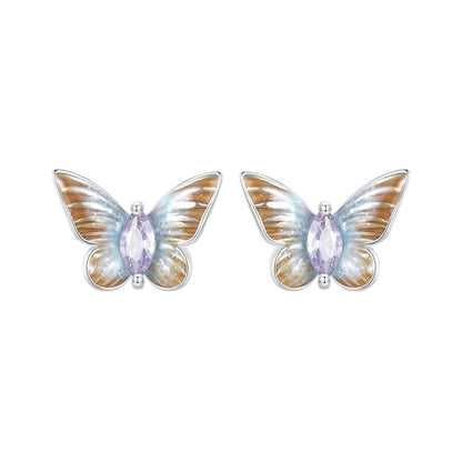 Sterling Silver Enamel and Pavé CZ Earrings