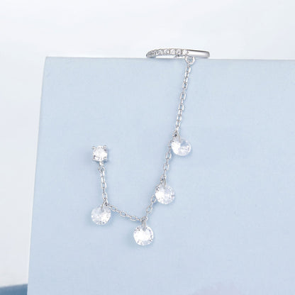 Sterling Silver White Gold Plated Pave CZ Drop Earrings