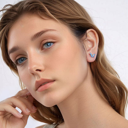 Sterling Silver Enamel Pavé CZ Earrings
