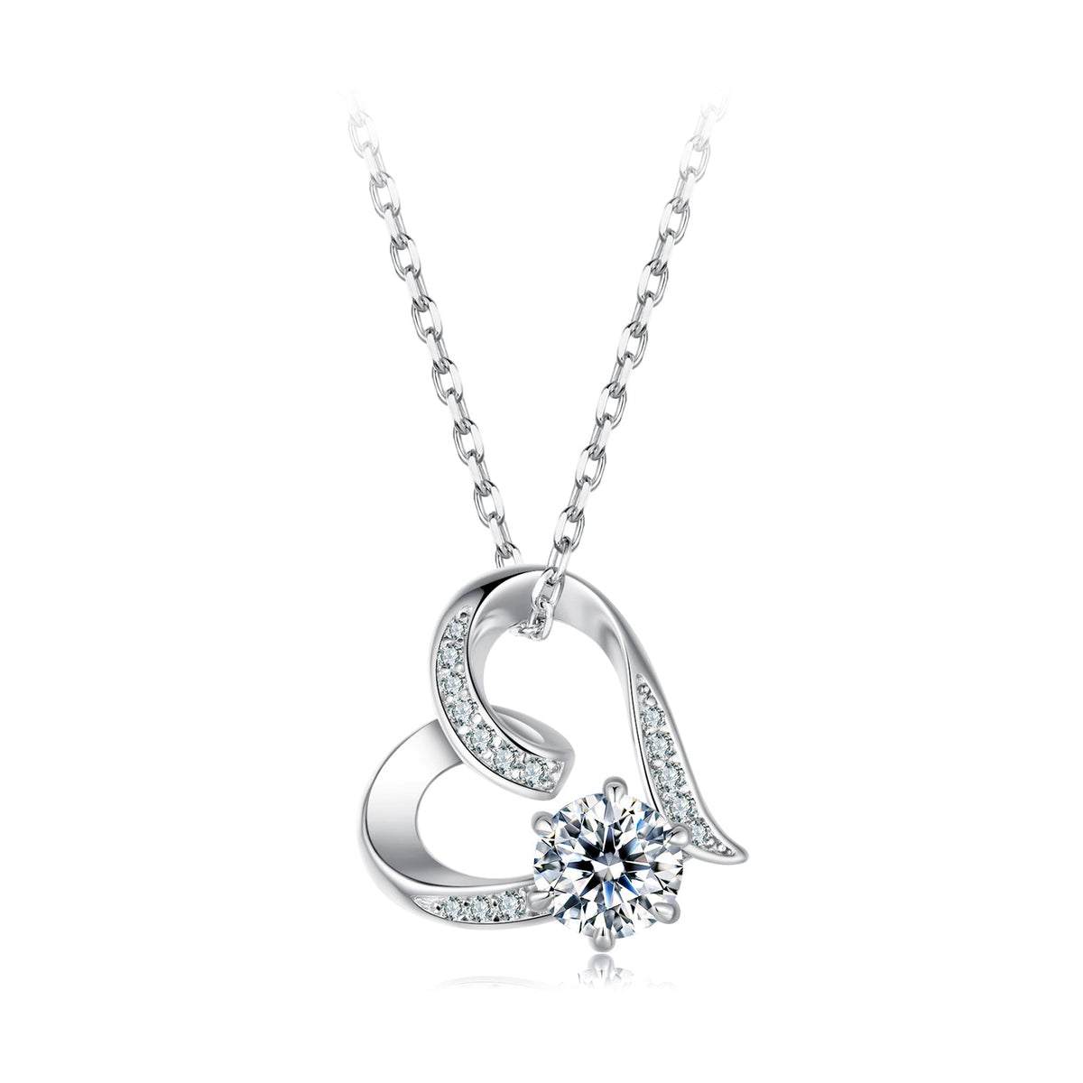 925 Sterling Silver White Gold Plated Moissanite Necklace