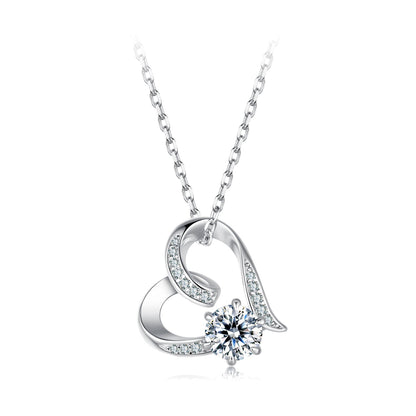 925 Sterling Silver White Gold Plated Moissanite Necklace