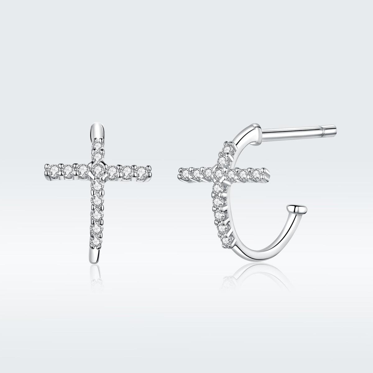 Sterling Silver Pavé Cubic Zirconia Earrings