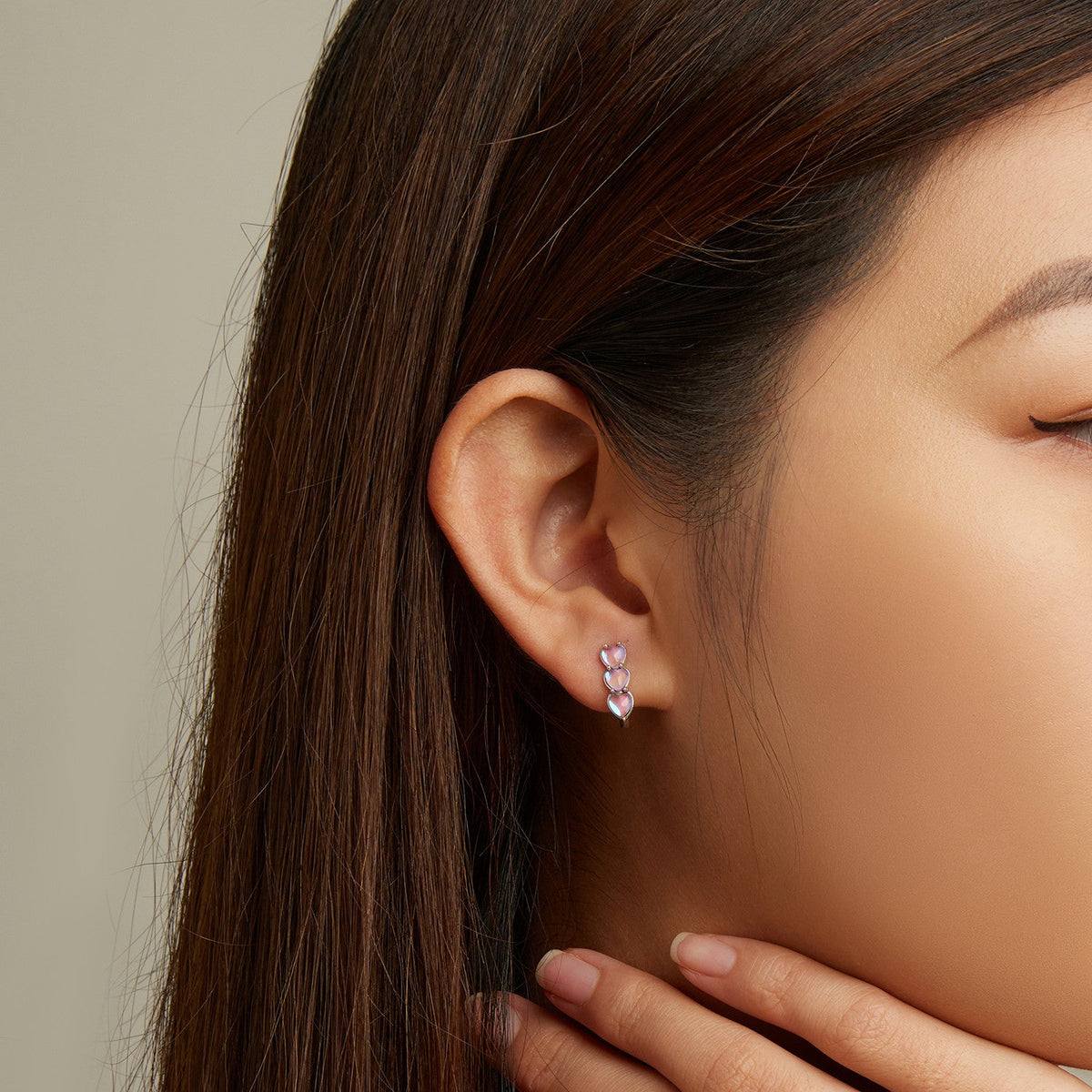Sterling Silver Transparent Glass Hoop Earrings