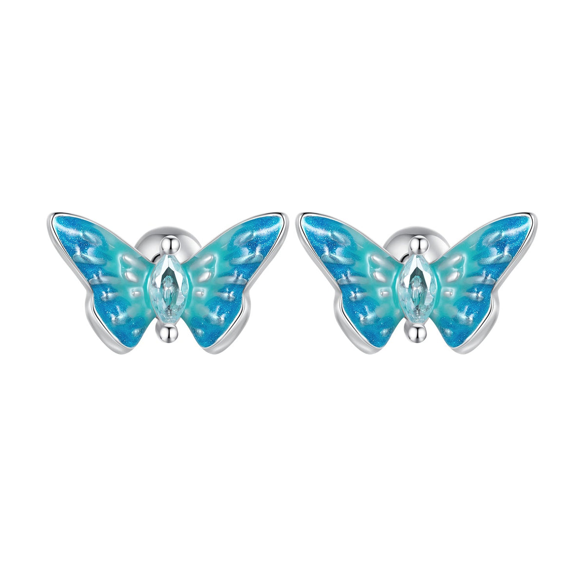 Sterling Silver Enamel and Cubic Zirconia Earrings