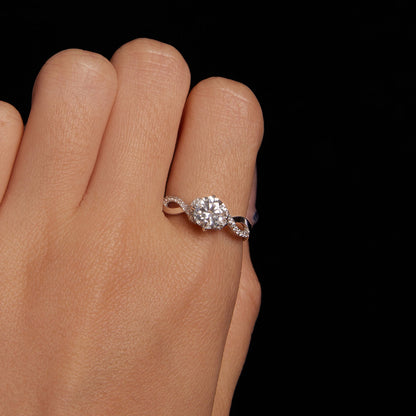 Sterling Silver Moissanite Pavé Ring