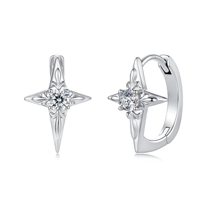 925 Sterling Silver White Gold Plated CZ Pavé 1.5 x 1.0 cm Hoop Earrings for Women