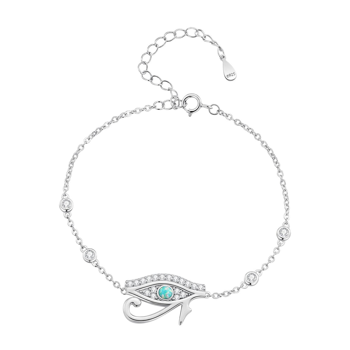 Sterling Silver Translucent Opal and CZ Pavé Bracelet
