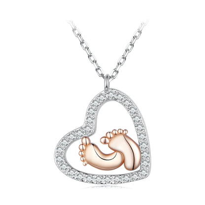 Sterling Silver Cubic Zirconia Rose Gold and Platinum Finish Necklace