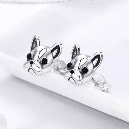 Silver Oxidized Enamel Stud Earrings