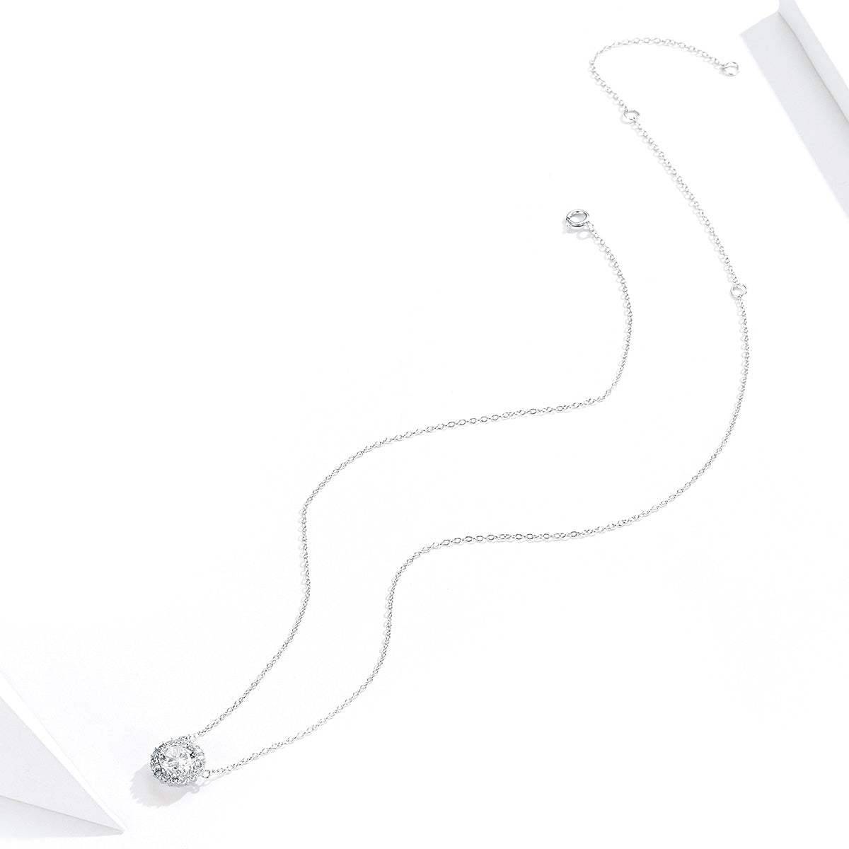 Platinum Plated Sterling Silver Cubic Zirconia Pavé Necklace
