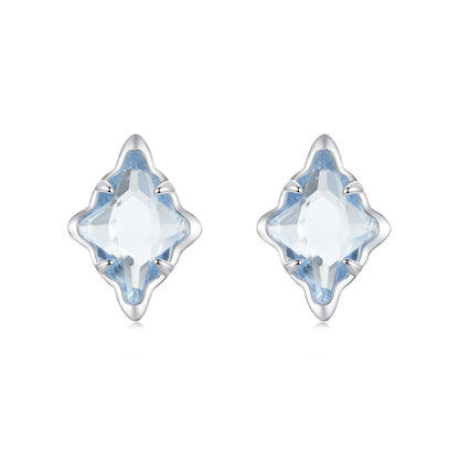 Sterling Silver Transparent Glass White Gold Plated Earrings
