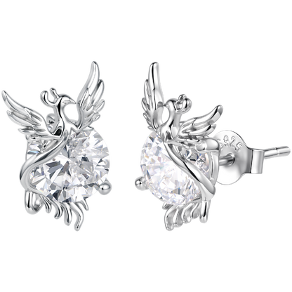 925 Sterling Silver White Gold Plated 1.4x0.9cm Pavé CZ Earrings for Women