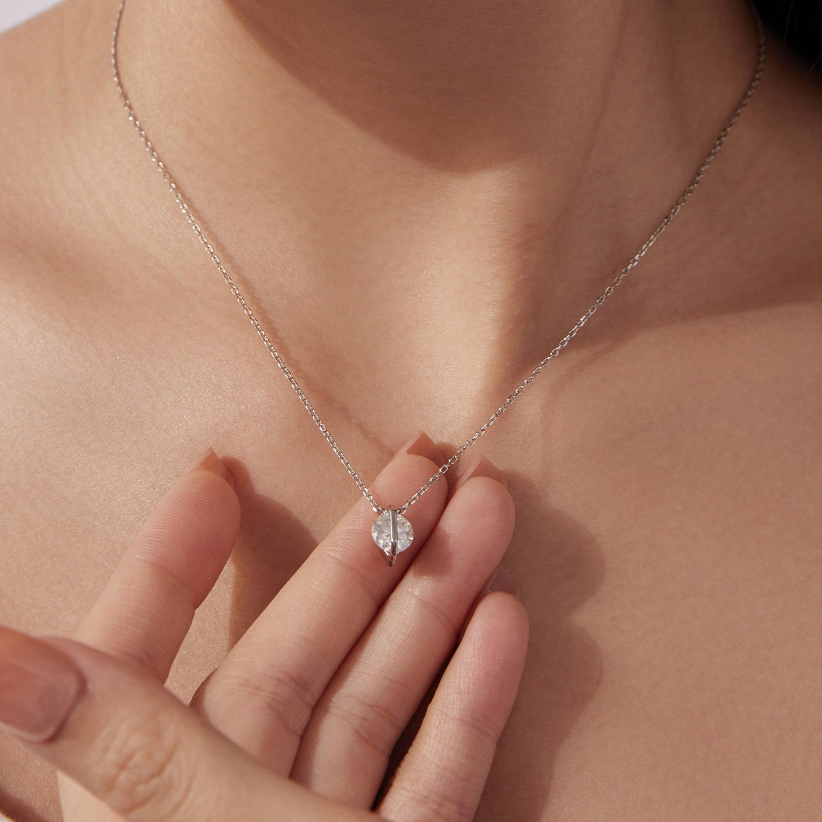 Sterling Silver Gold Plated Moissanite Pendant Necklace