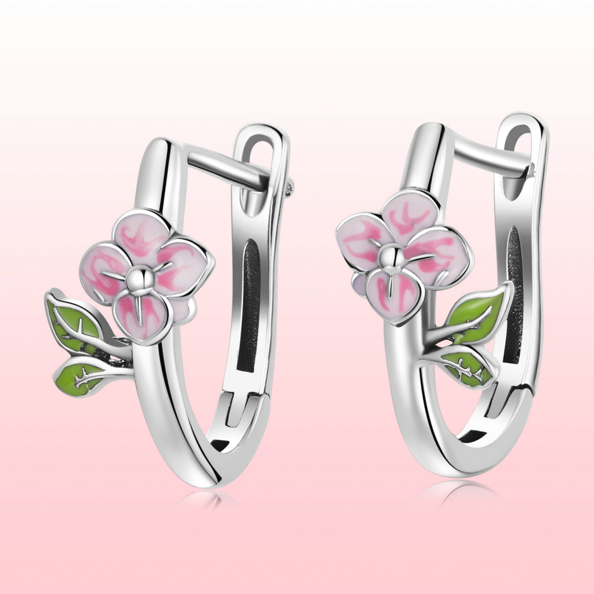 Sterling Silver Enamel Oxidized Earrings