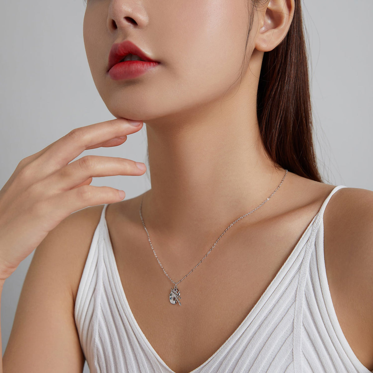 Sterling Silver Cubic Zirconia Adjustable Pendant Necklace