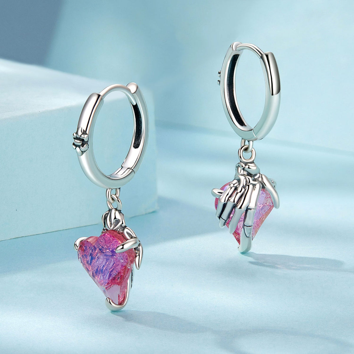 Sterling Silver Transparent Glass Drop Earrings