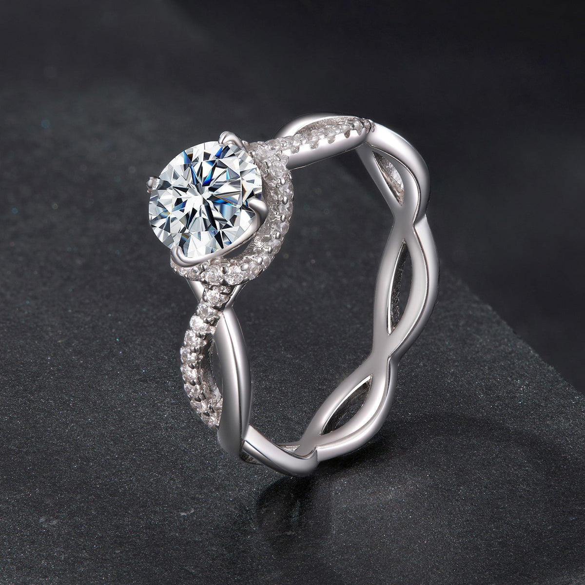 Sterling Silver Moissanite Pavé Ring