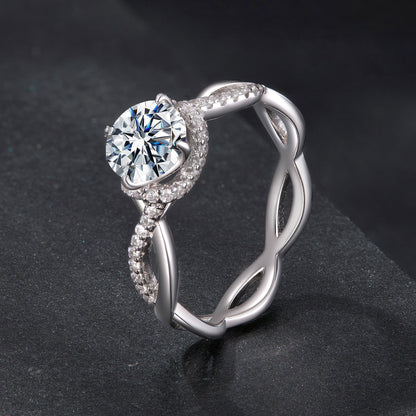 Sterling Silver Moissanite Pavé Ring