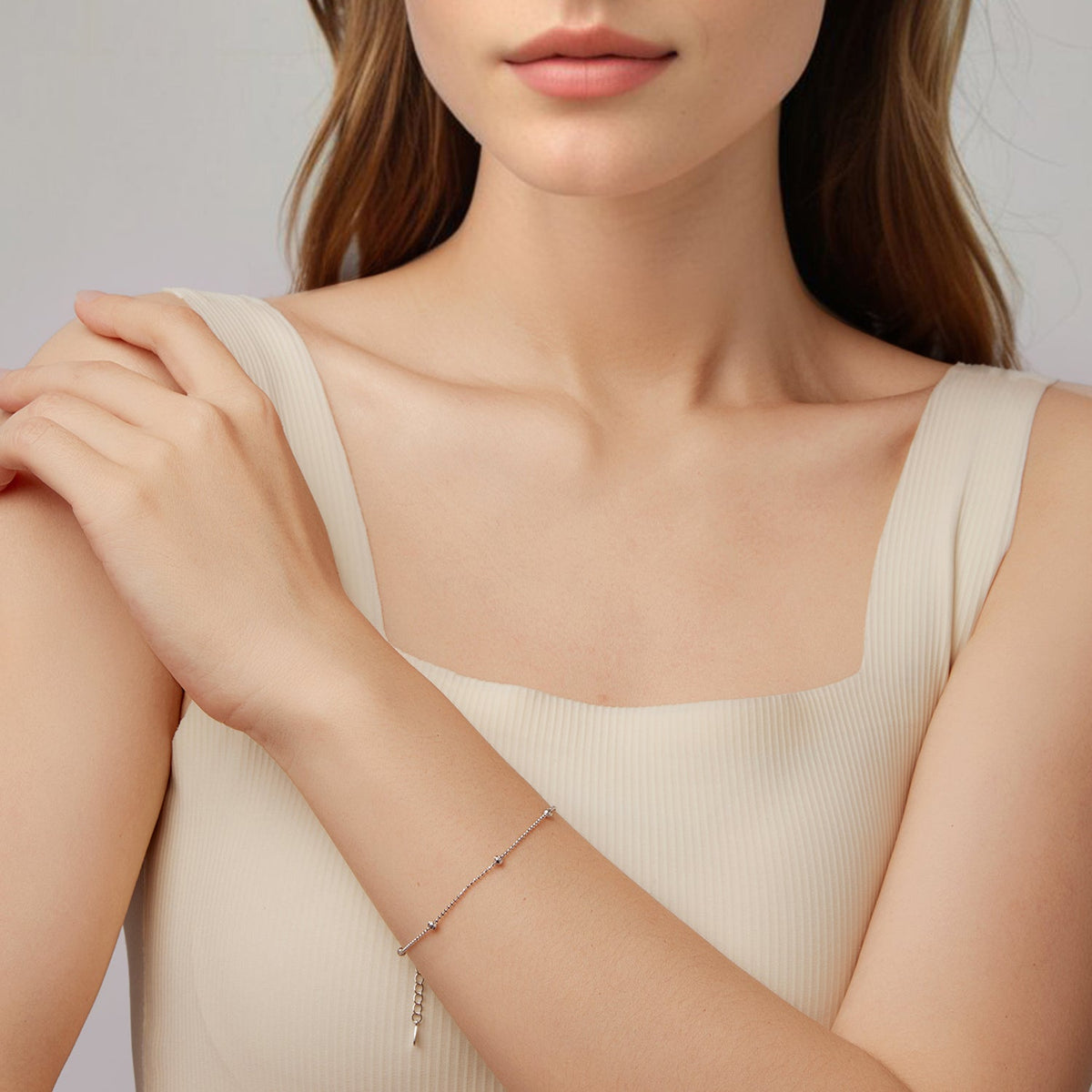 Sterling Silver & White Gold Plated Adjustable Bracelet