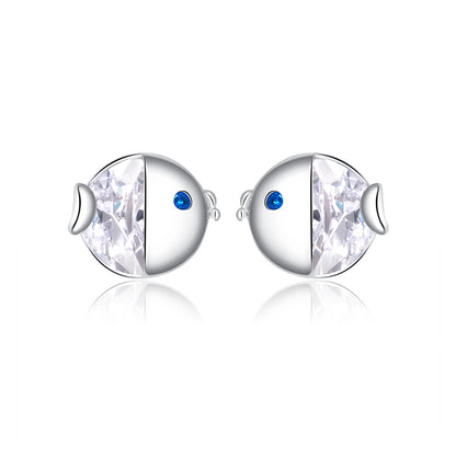 Sterling Silver Pavé Cubic Zirconia Stud Earrings
