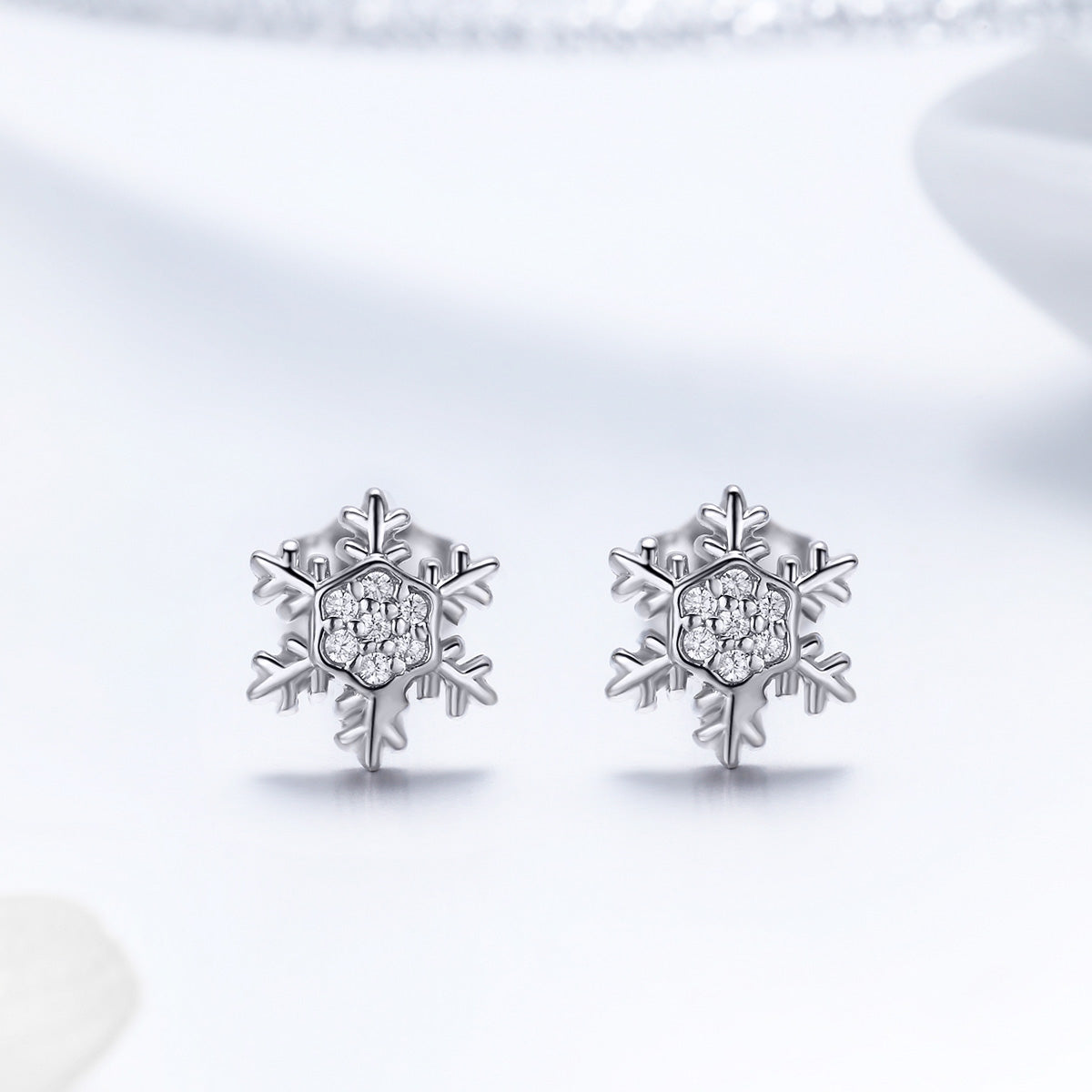 Sterling Silver CZ Pavé Stud Earrings