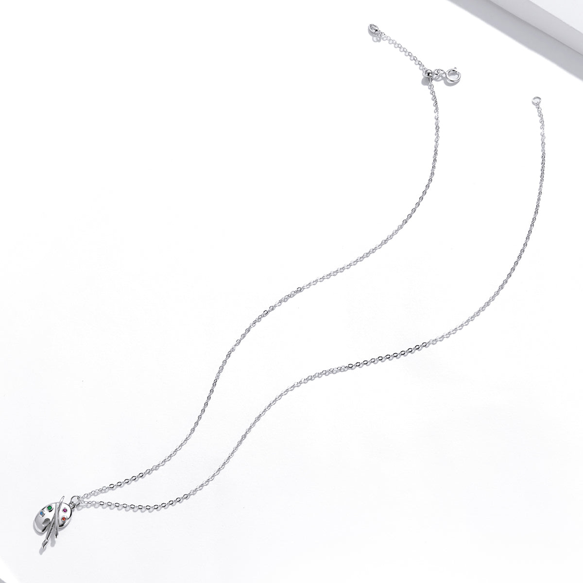 Sterling Silver Cubic Zirconia Adjustable Pendant Necklace
