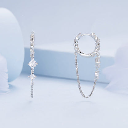 Sterling Silver Cubic Zirconia Pavé Hoop Earrings