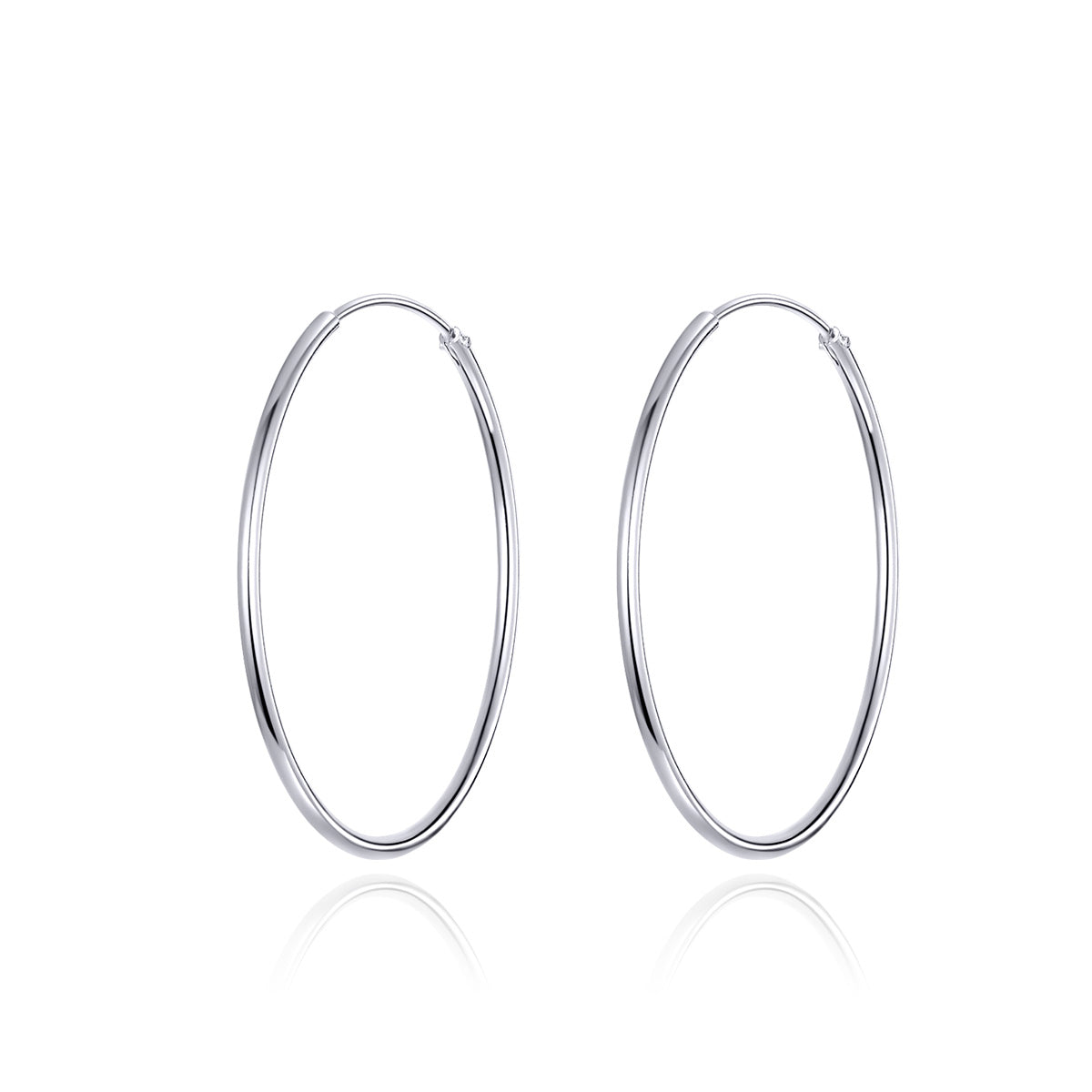 Sterling Silver Platinum Plated Hoop Earrings