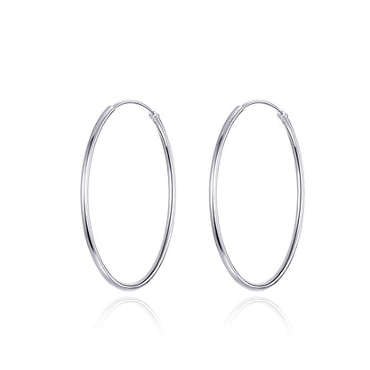 Sterling Silver Platinum Plated Hoop Earrings