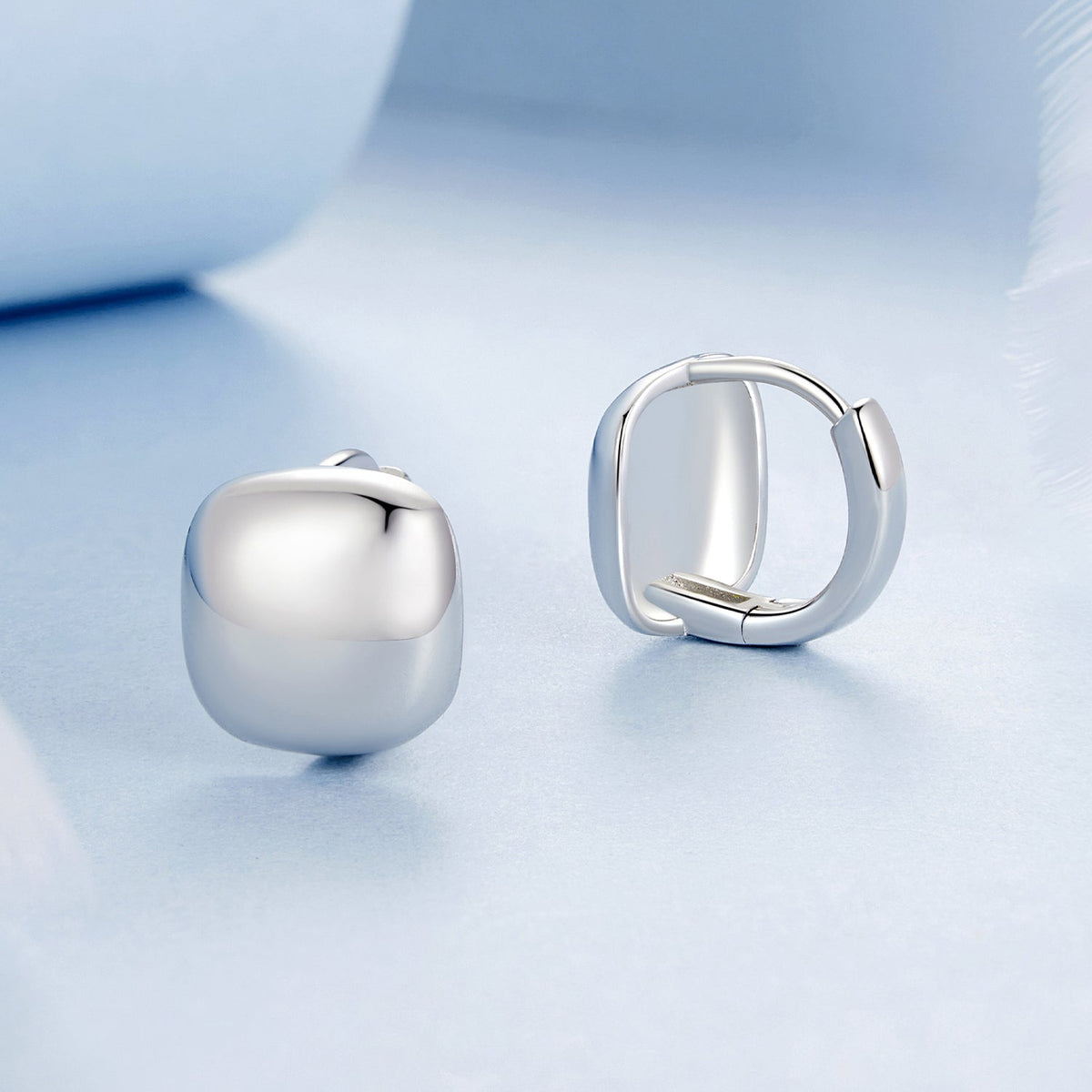 Sterling Silver White Gold Plated 10mm Hoop Earrings