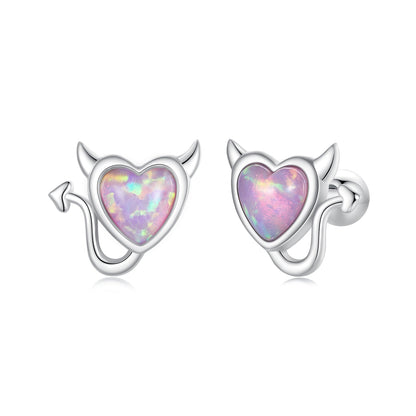 Sterling Silver White Gold Plated Opal Earrings