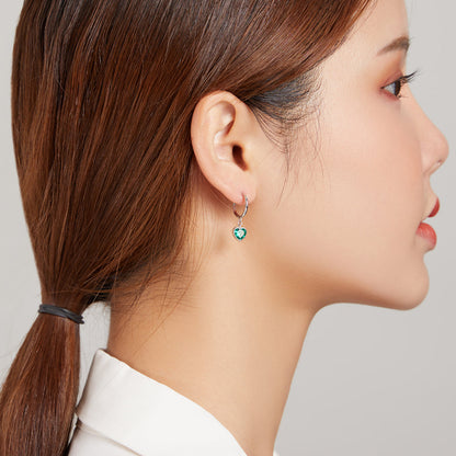 Sterling Silver Pavé CZ Snake and Love Drop Earrings