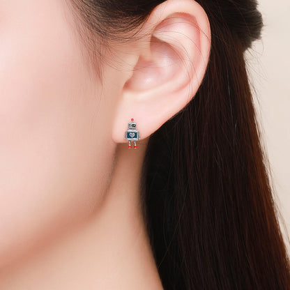 Sterling Silver Oxidized Enamel Earrings