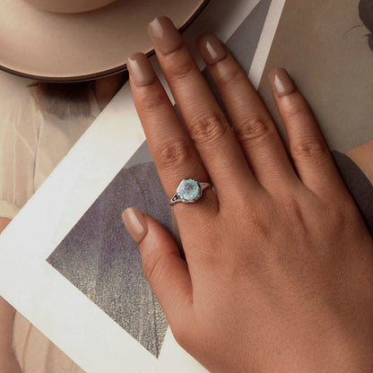 Sterling Silver CZ and Glass Ring