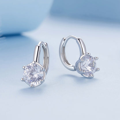 Platinum Plated Sterling Silver Cubic Zirconia Pavé Hoop Earrings