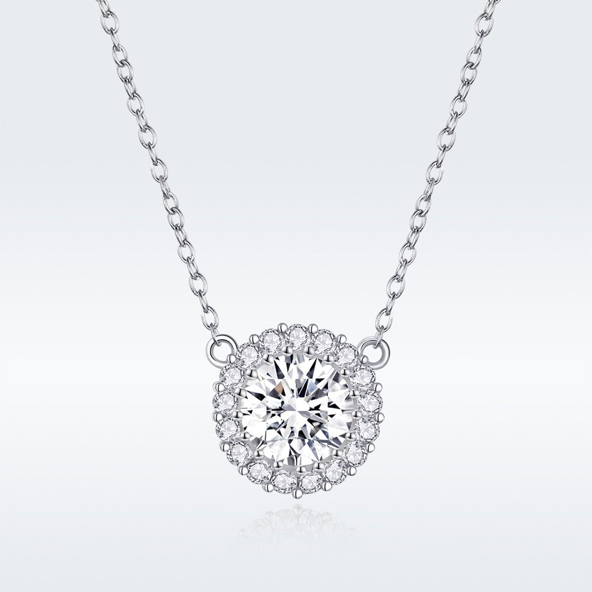 Platinum Plated Sterling Silver Cubic Zirconia Pavé Necklace