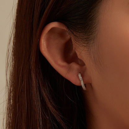 Sterling Silver Cubic Zirconia Pave Hoop Earrings