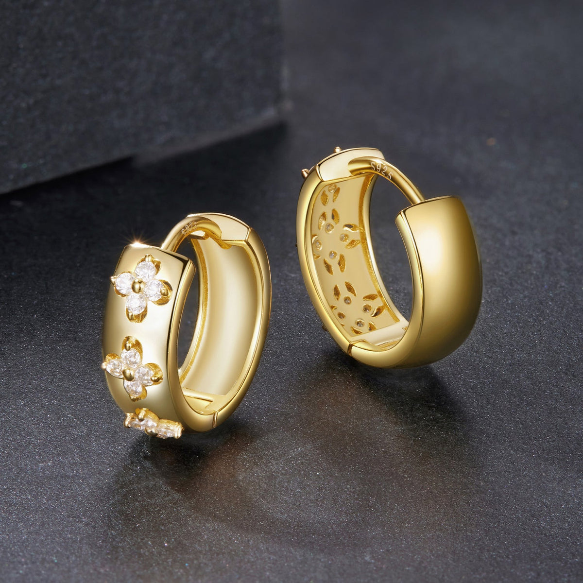 Gold Plated Sterling Silver Moissanite Hoop Earrings