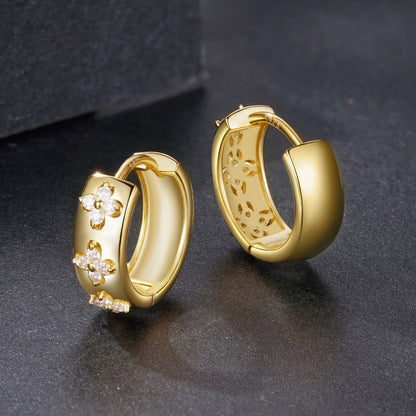 Gold Plated Sterling Silver Moissanite Hoop Earrings