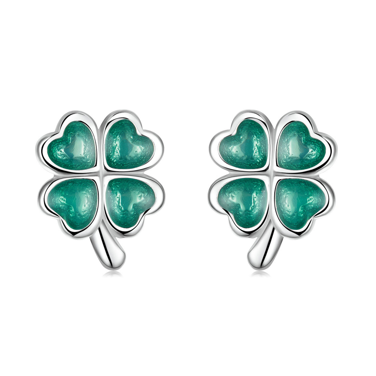 Sterling Silver Platinum Plated Enamel Earrings