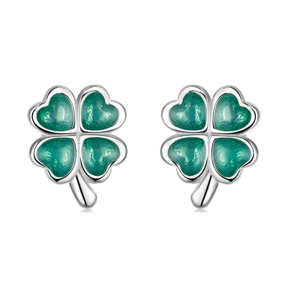 Sterling Silver Platinum Plated Enamel Earrings