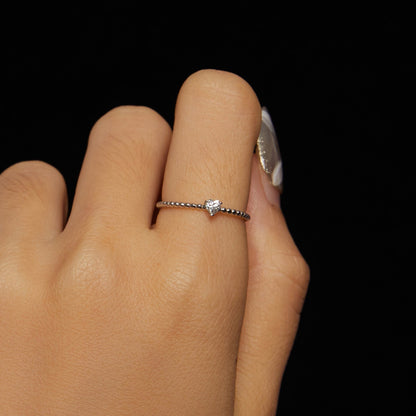 Sterling Silver White Gold Plated Moissanite Ring