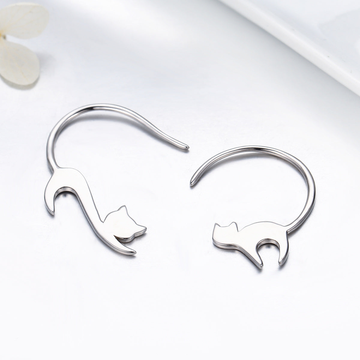 Sterling Silver Platinum Plated Drop Earrings
